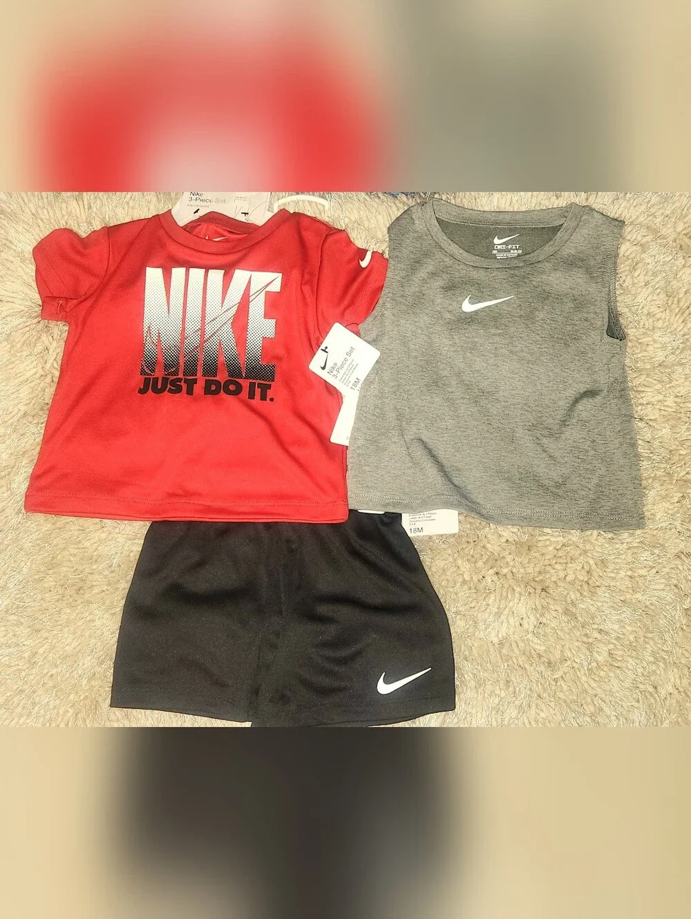 NEW - NIKE DRI FIT 3pc SHORT SET FOR LITTLE BOYS (Size 12m & 18m) - Picture 1 of 2